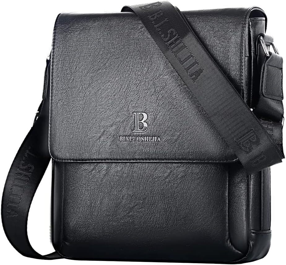 Men's Crossbody Bag, Vegan Leather, Shoulder Purse Side Sling Satchel, Small Messenger for Travel Work Daily