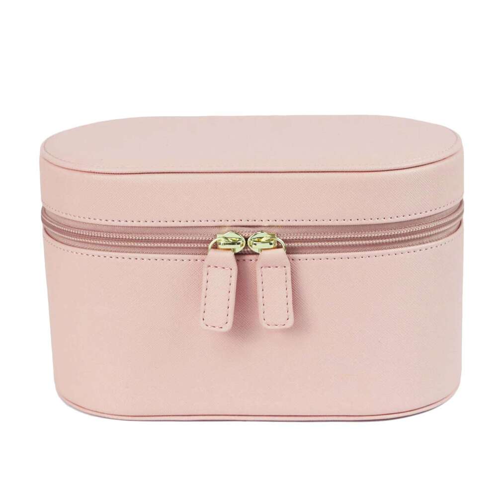 Customisable Name Ladies Saffiano Split Leather Travel Toiletry Case Makeup Organizer Box Dopp Kit Cosmetic Bag Set