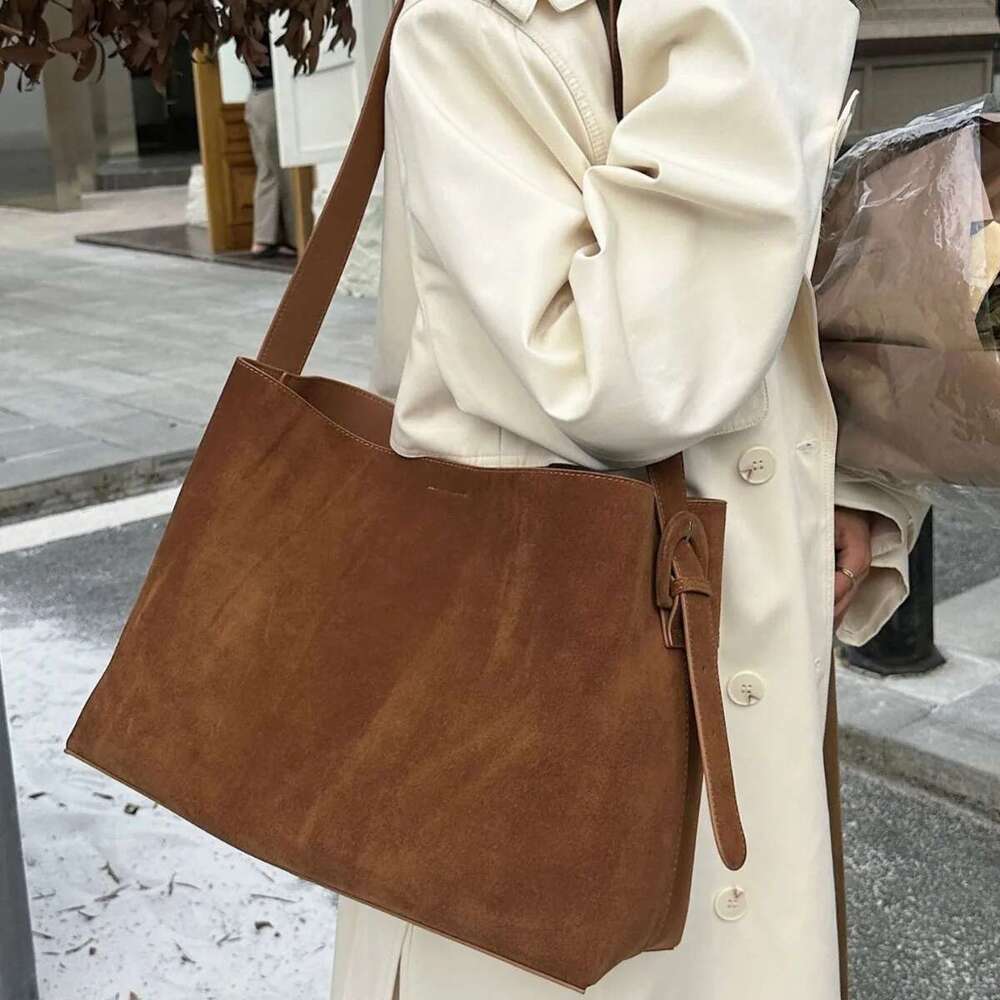 Jamhoo New Winter Matte Suede Leather Women Tote Retro High-End Warm Color Female Shoulder Bag Large Commute Travel Handbag