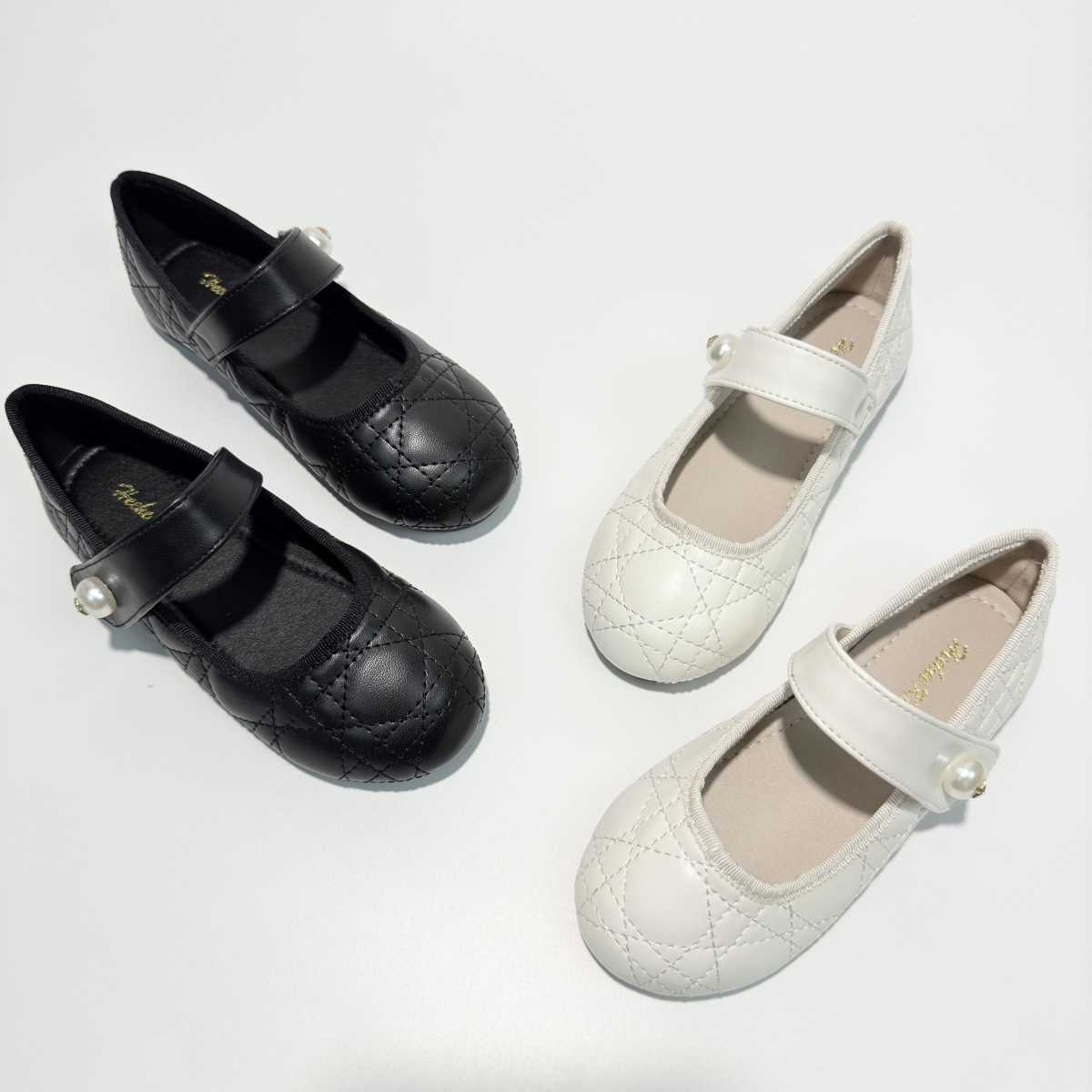 Ins-style girl's fashionable princess shoes, diamond-patterned, sweet little chic style ankle boots, Velcro fastening baby shallow-toe leather sh