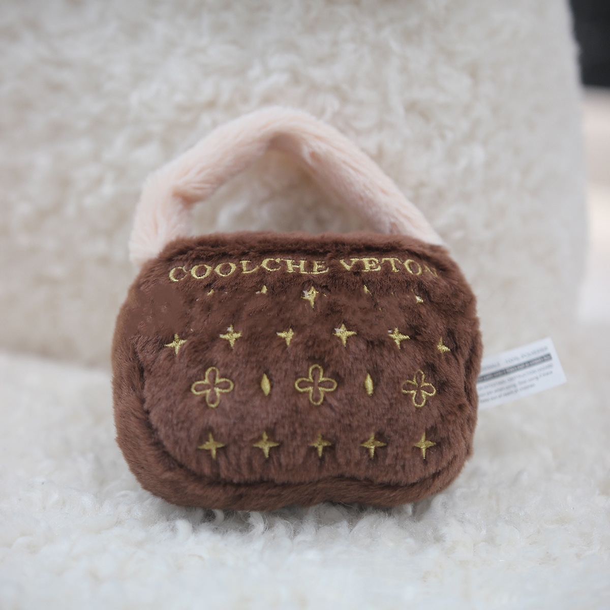 Lanjia Exquisite Embroidery Chewy Bone Handbag Plush Funny Parody Dog Toys With Interactive Squeaker Stimulating Pet Enrichment Safe Materials For All