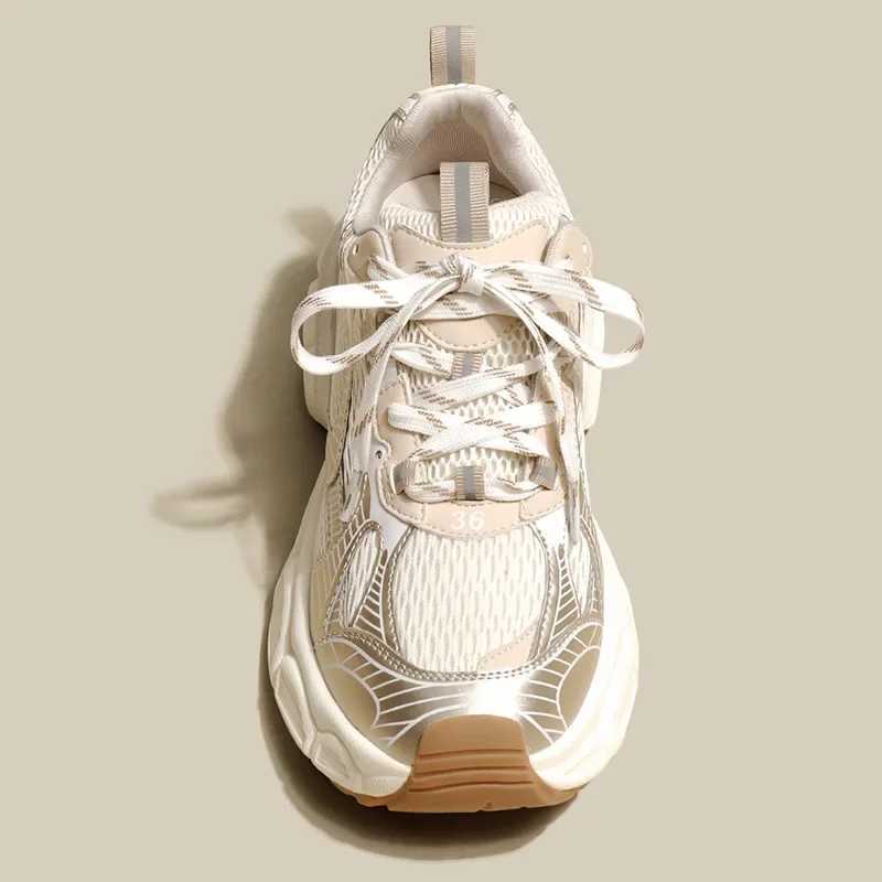 White Sneakers Women Flats Shoes Lace Up Vulcanized Shoes Female Mesh Wedge Platform Casual Zapatillas Mujer M250609