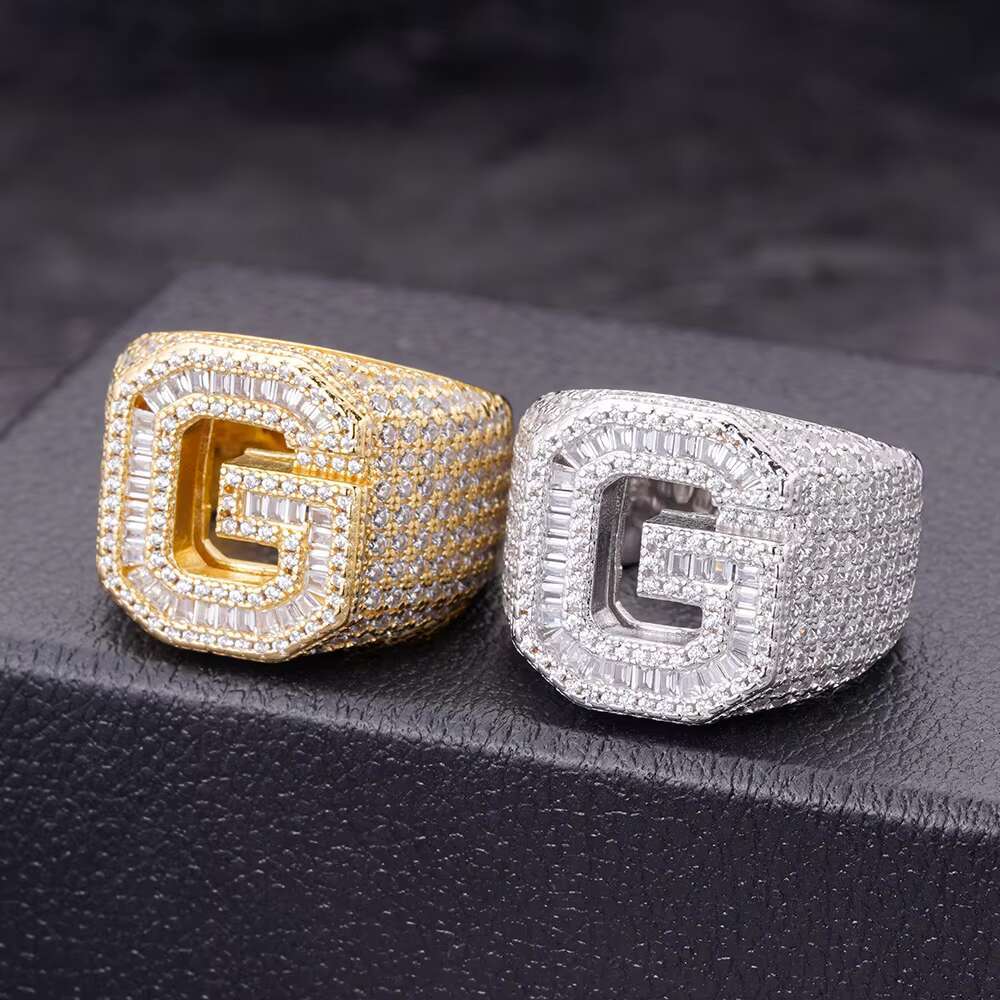 Igi Certificate Iced Out Rose Gold 925 Silver Vvs Moissanite Diamond Ring Silver Hip Hop Style for Men Moissanite Ring