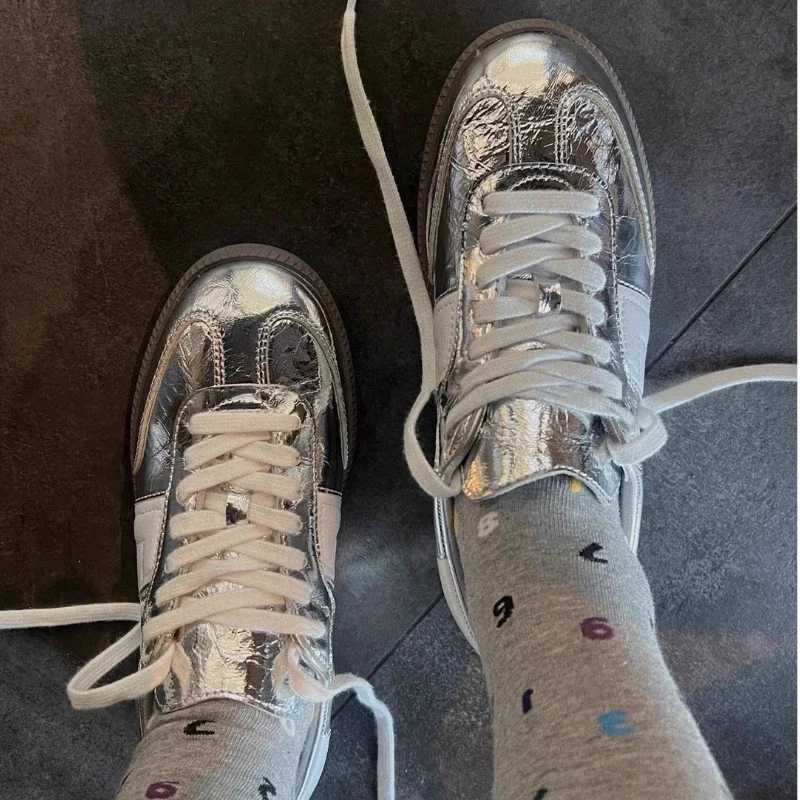 Woman Footwear Lace Up Sports Sneakers SiLVer Shoes for Women Athletic Designer luxury High Quality AESThetic FAshion Y2k M250609