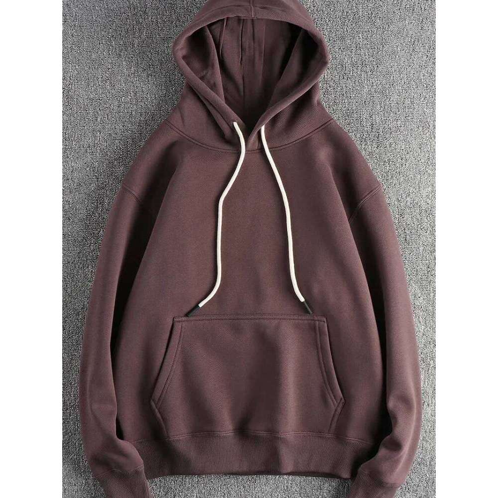 Autumn Winter New American Retro Thick Veet Kangaroo Pocket Hooded Hoodies Men's Fashion Loose Casual Pullover Sweatershirts