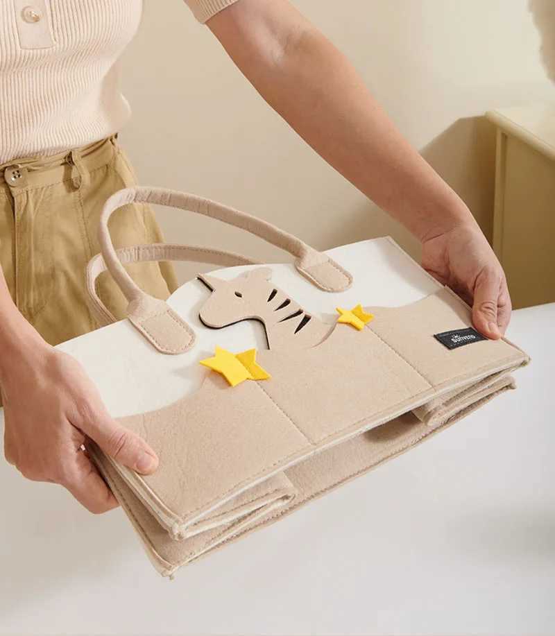 Felt Diaper Bag Baby Organizer Pockets handheld mummy bag mother and baby storage bag Nappies Organizer Portable Mom Tote Basket y250609TRF8