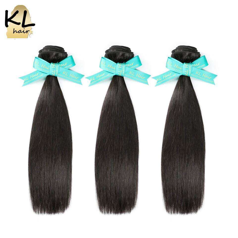 KL Brazilian Straight 3 Bundles Deal 100% Human Extensions Remy Hair Weave Natural Black Color 3Pcs/Lot Double Weft