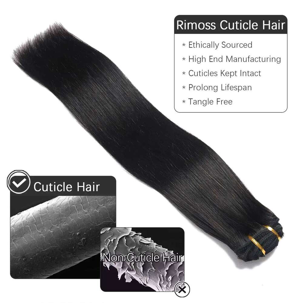 Clip Ins Straight 120 Gram Pack Extensions 10A Brazilian Virgin Human Hair For Natural Black Color 16-26inch