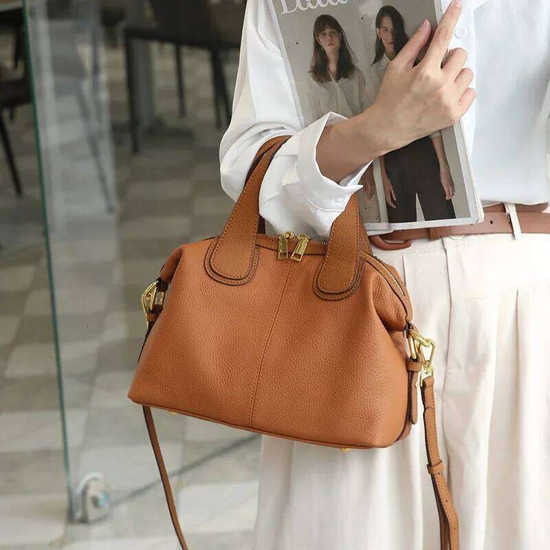 2024 New Fashionable Large Capacity High-End Feelstylish Genuine Top Layer Cow Leather Crossbody Bag For Women