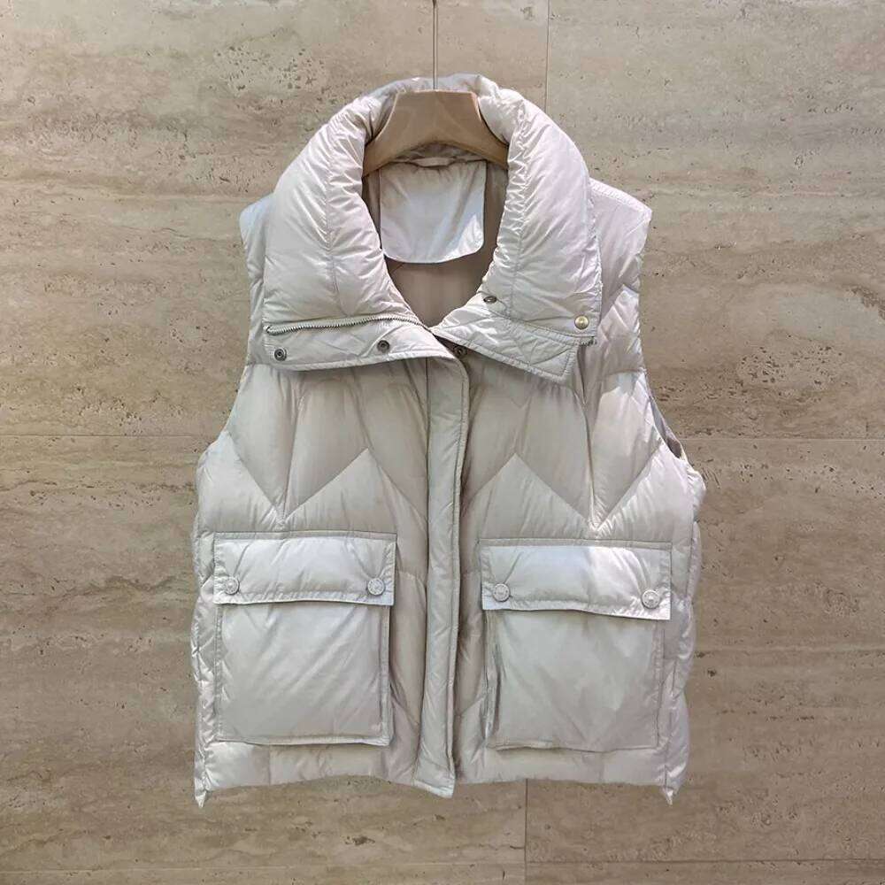 Down Vest Turn-down Collar Women Loose Outerwear Korean Style Student Coat Jacket Autumn Winter New Arrival Fashionable Tank Top