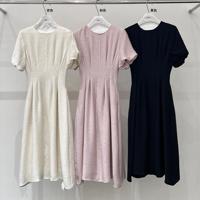 LYW125 New French elegant waist puff sleeve skirt summer dress female temperament women's clothing