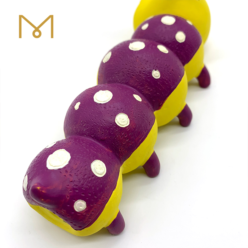 Latex Caterpillar Dog Chew Toys Eco Friendly Cute Squeaky Natural Soft Rubber Pet Toy 2pcs/Pack