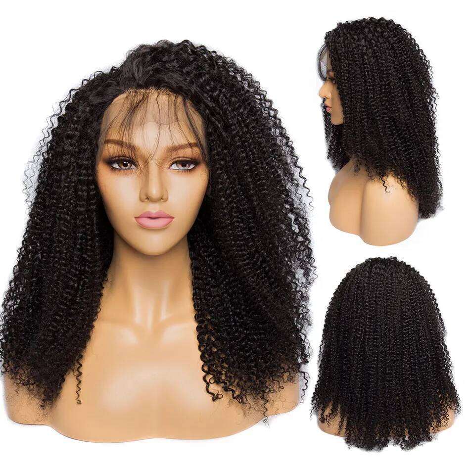 Mongolian Afro Kinky Curly Natural 1B 13x4 Lace Front Human Wigs For Black Women Pre Plucked 150 Sunlight Remy Hair Wig
