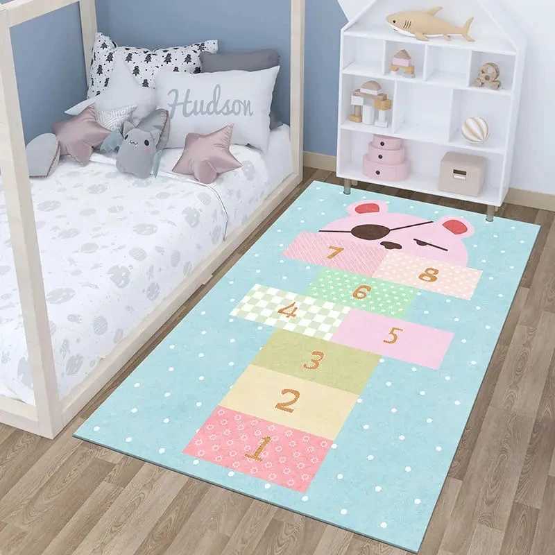 Childrens Play Hopscotch Carpet for Living Room Decor Boy Girl Room Anti-slip Large Area Rugs Childrens Crawling Floor Mat y250609X6H6