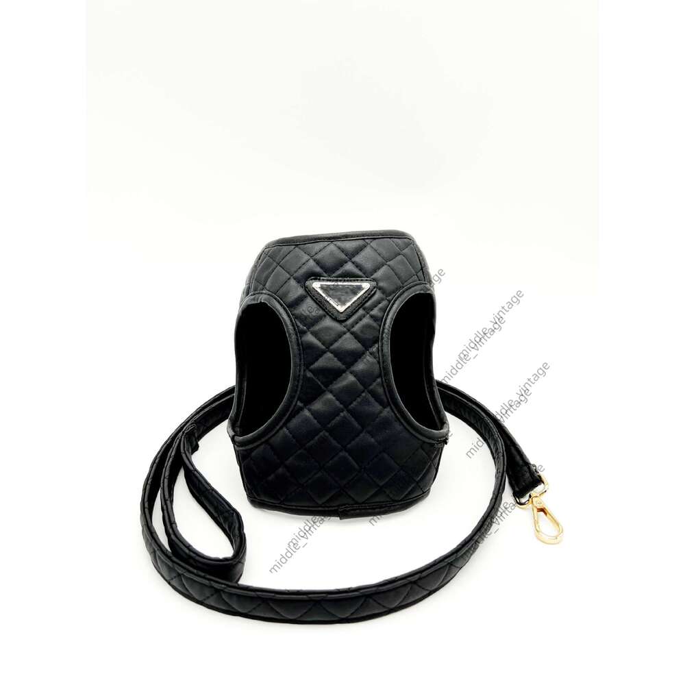 Trendy Brand Chest And Back Designer French Bulldog Pet Leather Set Harness Dog Leash