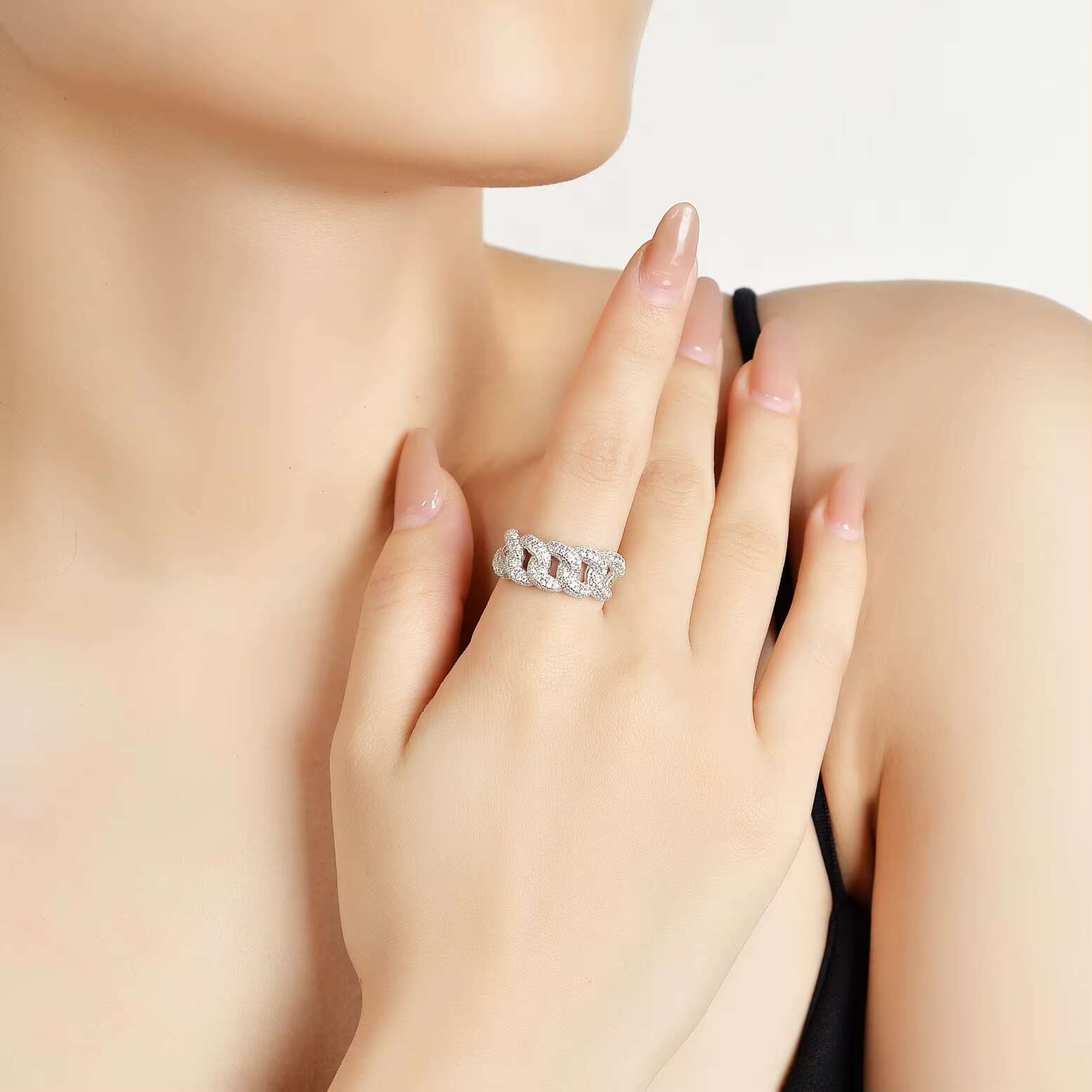 Wholesale Fashion Micro Insert VVS Moissanite Cuban Style Rings Iced Out Hip Hop S925 Sterling Silver Jewelry for Men