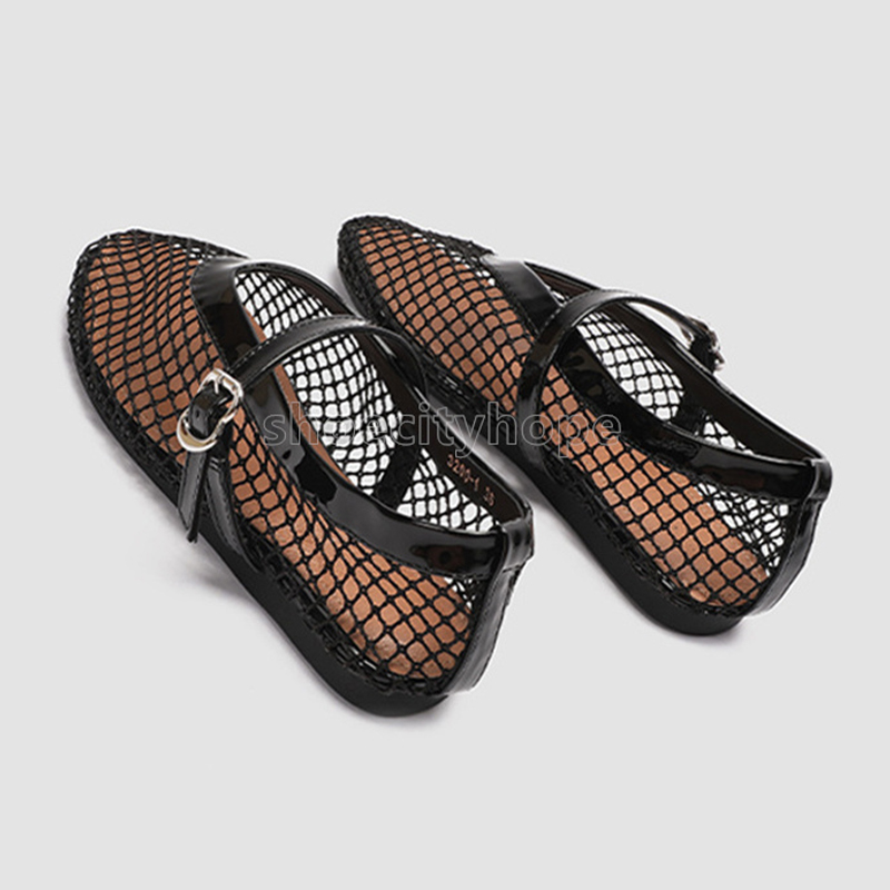 Designer Sandals Women Mesh Hollow Flats Mary Janes Elegant Loafers low heels Ballet Shoes Summer Light Comfort Walking Shoes sandale