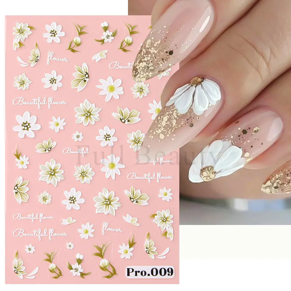 1Pcs Sakura Stickers For Nails 5D Embossed Spring Cherry Blossom Tulip Peony Flowers Petals Sliders Manicure Decoration LAPro010 250605