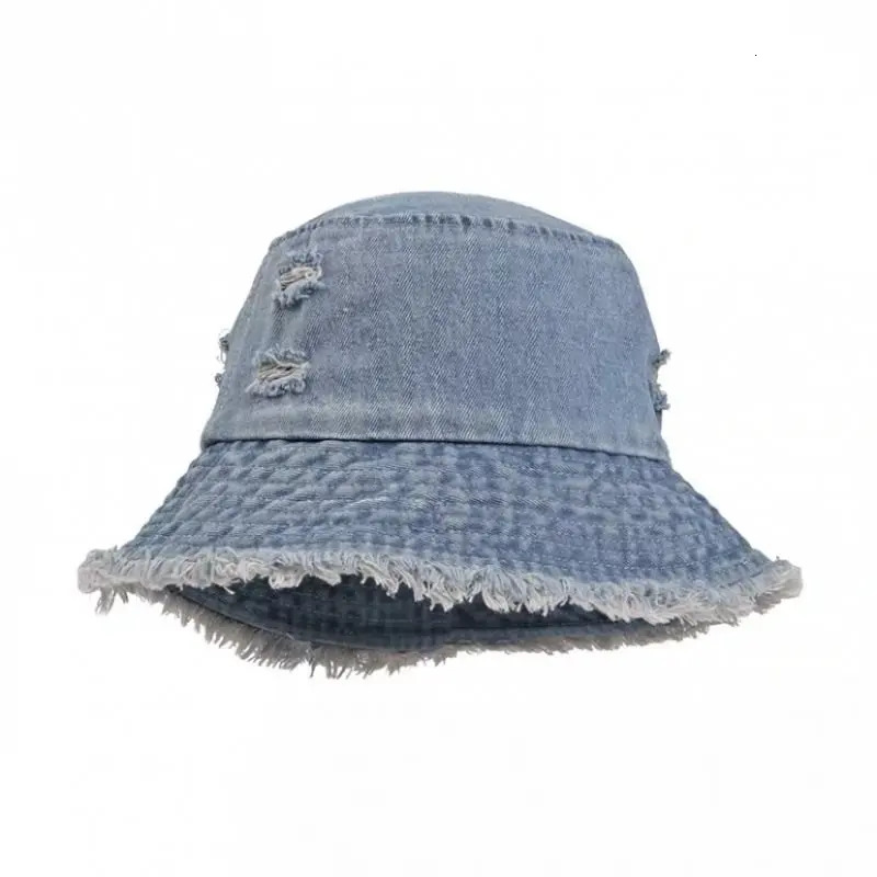 Washed Cowboy Bucket Hat Women Outdoor Wide Brim Panama Safari Hunting Hiking Hat Mesh Fisherman Hat Beach Sunscreen Cap 250606