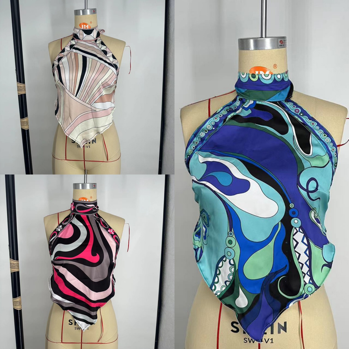 Sexy Halter Camis Shorts Set Beach Silk Comfy Swimwear Pink Style Scarf Swimsuits Headband Designer Swim Wear Bikini