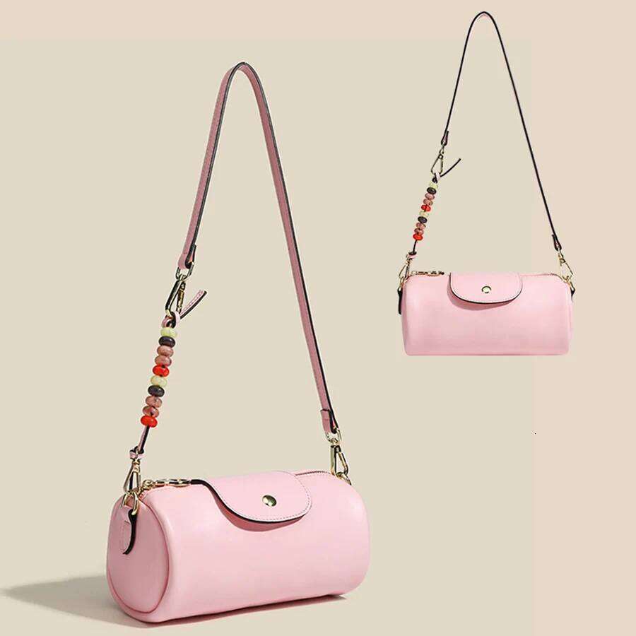 Fashion Round Cylinder Trendy Zipper Large Capacity Single Crossbody Pink/Black Pillow Bag For Femele Purse Handbags