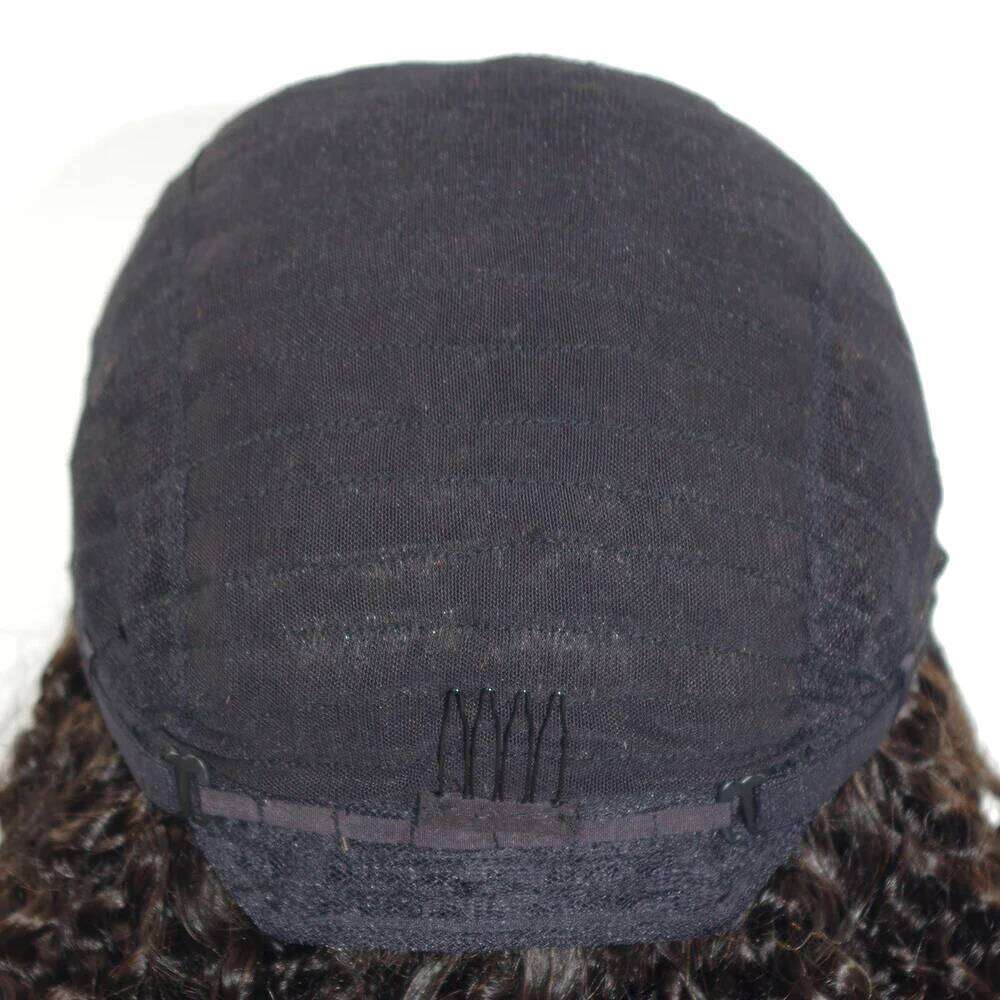 Easy Install 1x4 Size Human Hair for Women Daily Wear Short Wavy Black Opening V Part Wigs Natural