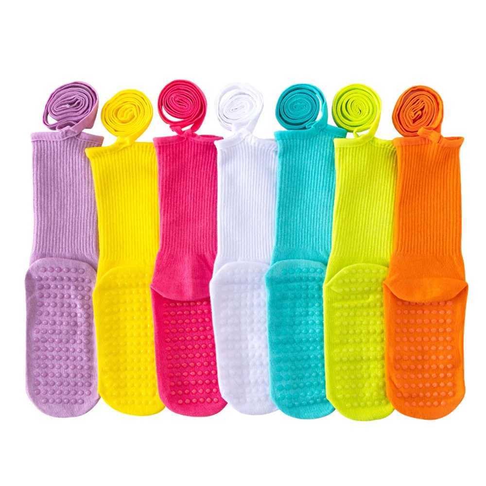1 Pair Yoga Socks Autumn Mid-Tube Bandage Bottom Non-Slip Silicone Pilates Gym Fitness Socks Sport Winter Indoor Cotton Socks XJ250609