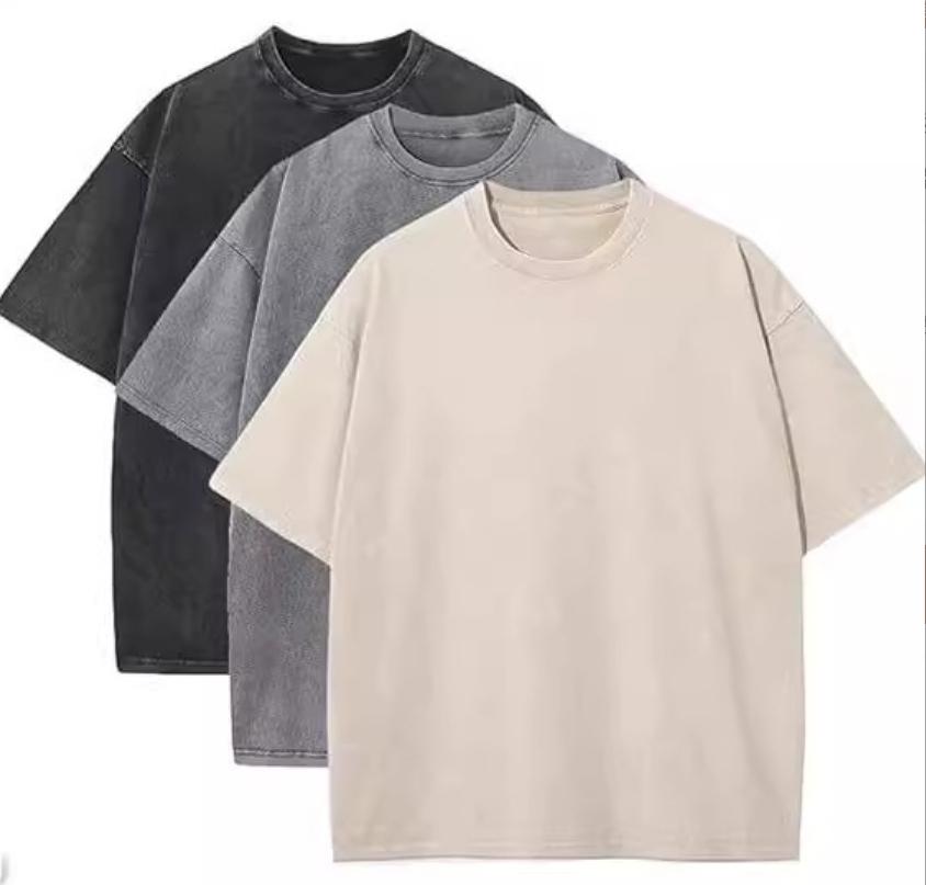 2025 new retro old wash t-shirt oversize cotton drop shoulder short sleeve