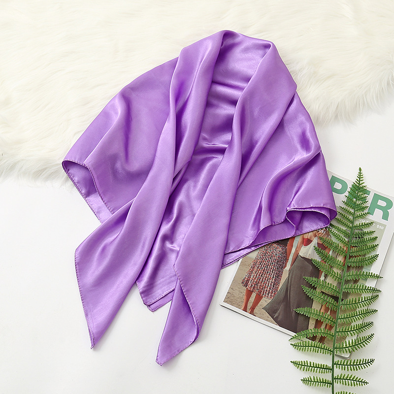 K977 Satin solid color square scarf for women 90% imitation silk large square scarf fashion solid color scarf casual head scarf silk scarf wholesale