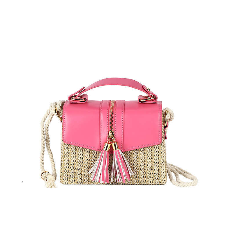 Summer Fashion High-End Color-Block Woven 2024 Stylish Patchwork Handbag Shoulder Bag GUHUISHU