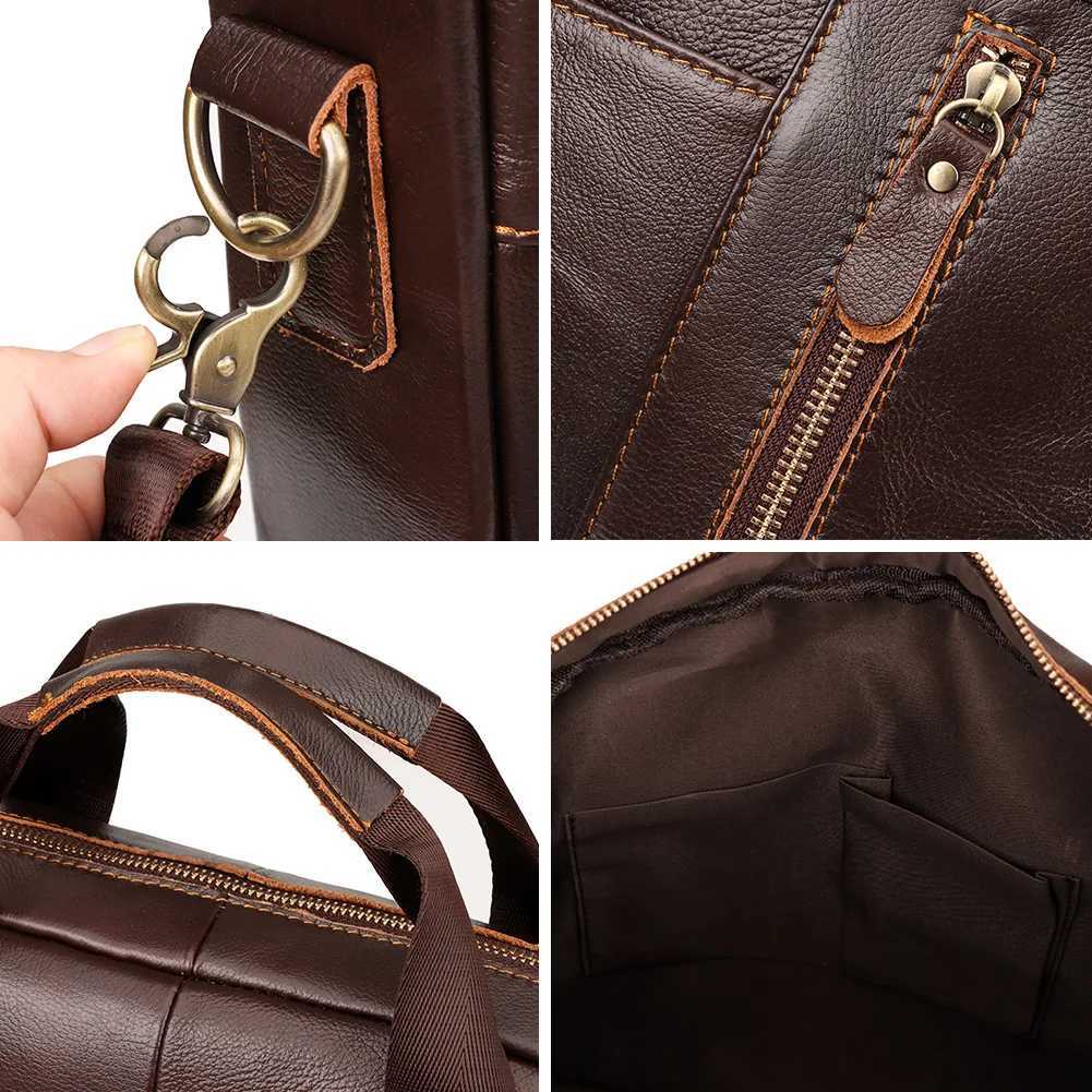 HUMERPAUL Mens Briefcase Bag Top Layer Leather Handcrafted Laptop Bag with Multiple Compartments Business Shoulder Messenger W250610