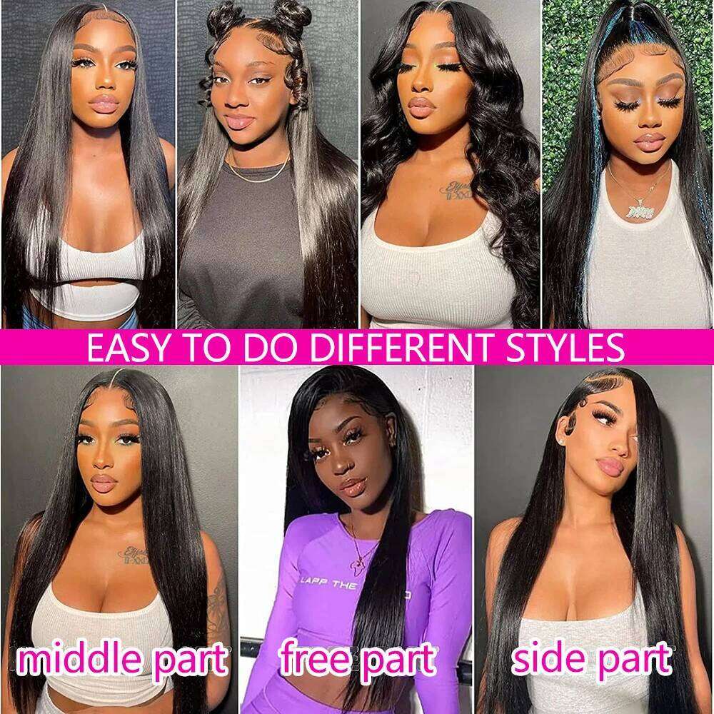 30 36 Inch Brazilian 13X4 13x6 Bone Straight Transparent Lace Human Hair Wigs For Women 200 Density 360 HD Full Frontal Wig