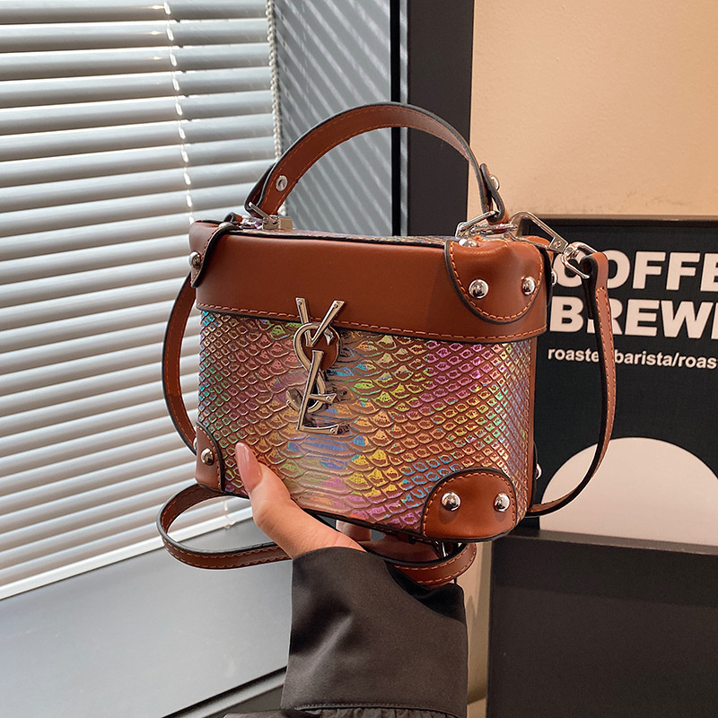 Designer bag free shipping 2025 new fashion luxury high-end texture printed box bag single shoulder crossbody bag for women