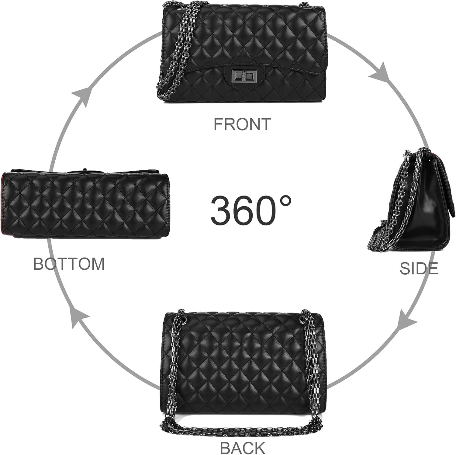 Quilted Crossbody Purse for Women Trendy Ladies Shoulder Bag with Chain Designer Purses