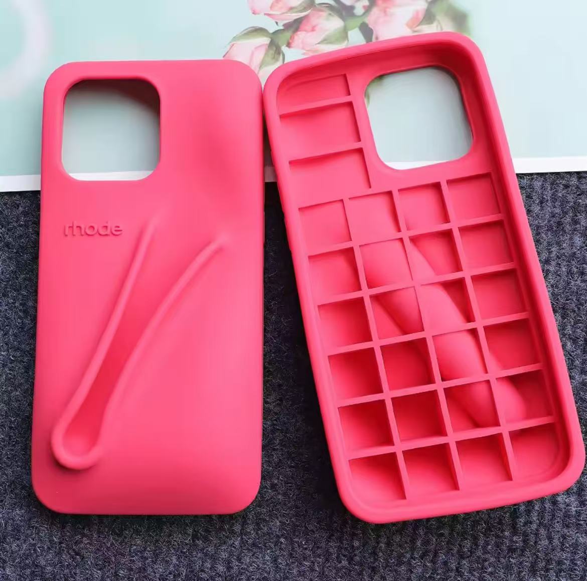 Autumn Edition New Rhode DIY Lipstick Lip Holder Soft Silicone Case for IPhone 16 15 14 13 12 11 Pro Max Plus Phone Stand Cover