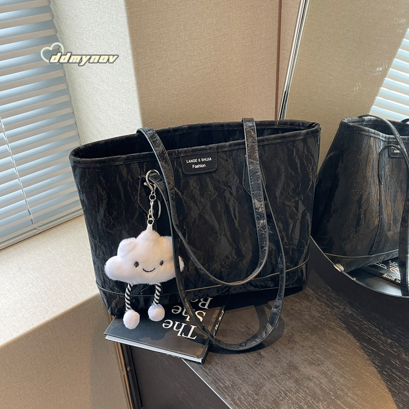 High-End Feel for Women 2024 New PU Trendy Shoulder Large Capacity Commuter Tote Bag ddmynov