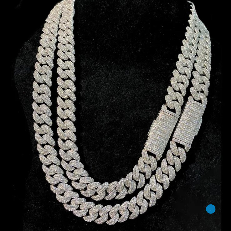OACOCA VVS Moissanite Diamond Hip-hop Chain 925 Sterling Silver Cuban Link Chain Hip Hop Bling Iced Out Vvs Moissanite Diamond Chain