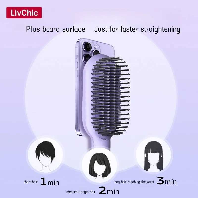 LivChic Hair Straightening Brush 410 High Temp Heated Straightening Brush for Women Thin Thick Hair Dual Voltage 4D Comb W250610