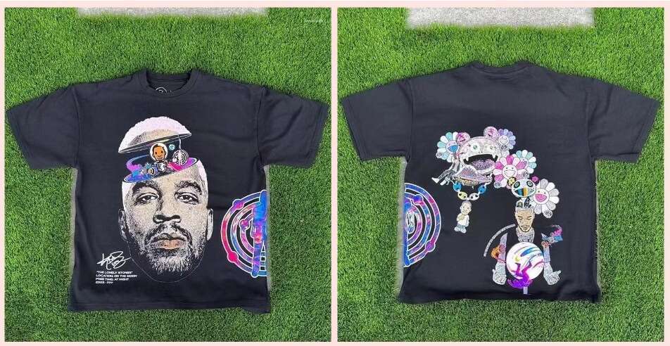 Men's Trend Portrait Print Short Sleeve T-Shirt Y2k gothic Harajuku Hip Hop Couple Casual loose luanyun