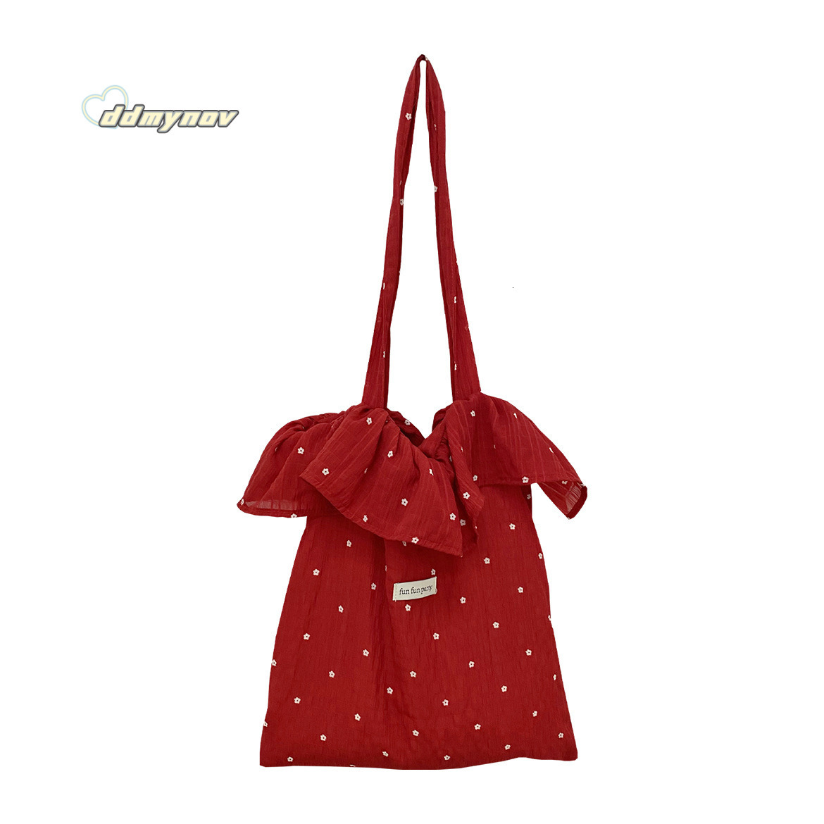 2025 Spring Summer New Mesh Shoulder Fairy Style Ruffle Handbag Women Vacation Chiffon Cherry Bag ddmynov