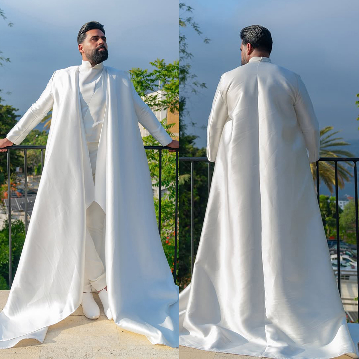 Simple Man Suits for Wedding 2 Pieces Set Long Blazer Muslim Evening Prom Party the Middle East Customized Jacket +Pants Plus Size