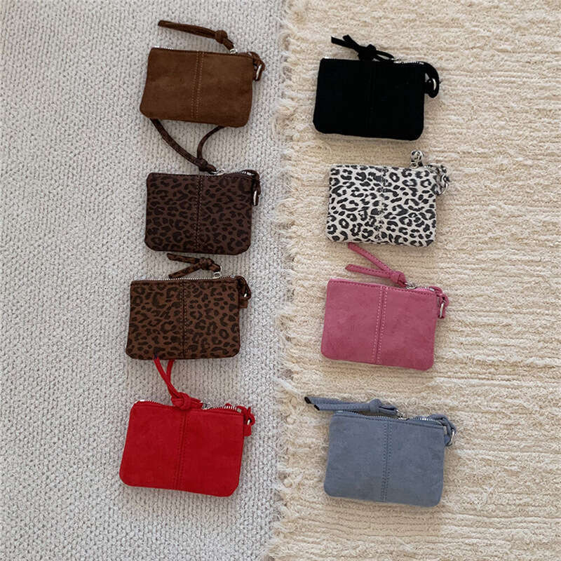 Halter Neck Mini Personality Fashion Leopard Print Lipstick Coin Purse Autumn Women's Single Shoulder Suede Small Square Bag