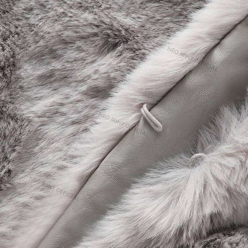 Neo Mint 2024 Winter Faux Rabbit Coat Women Chic Fashion Soft Warm Furry Fur Jacket Street Style Girl Outerwear Overcoat
