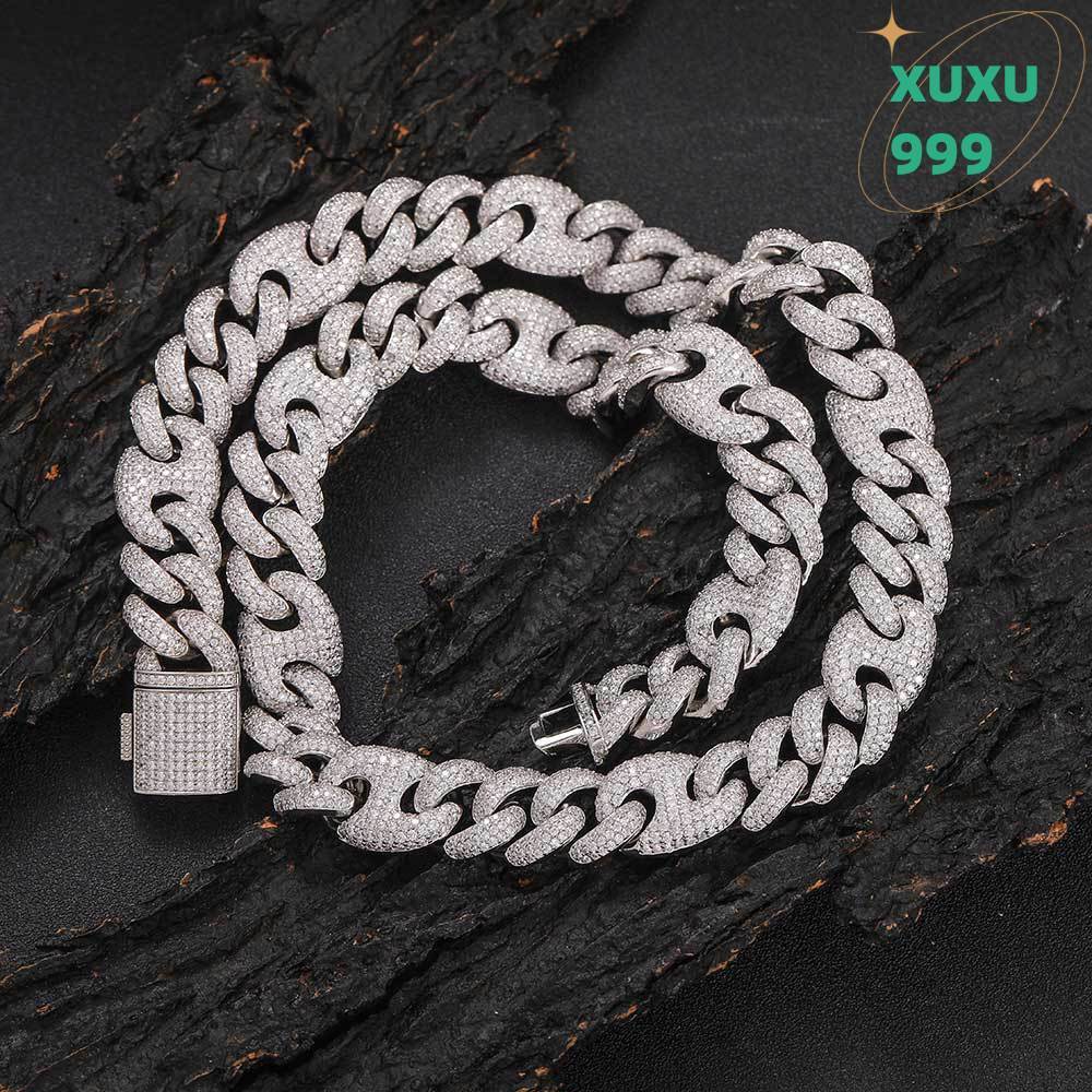 OACOCA Hip Hop 15mm Cuban Chain Iced Out Necklace for Men Designer Fine Fashion Necklaces Women Dainty Charms for Necklace
