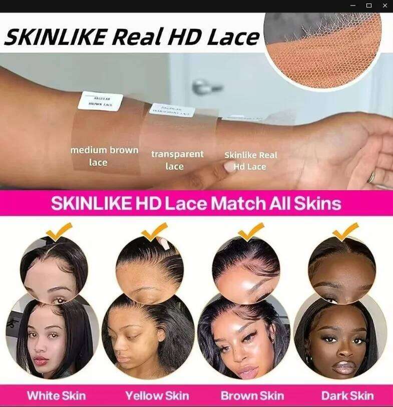 Kinky 13x4 HD Front Human Hair Brazilian Yaki Straight Frontal Wig 4x4 Lace Closure Wigs