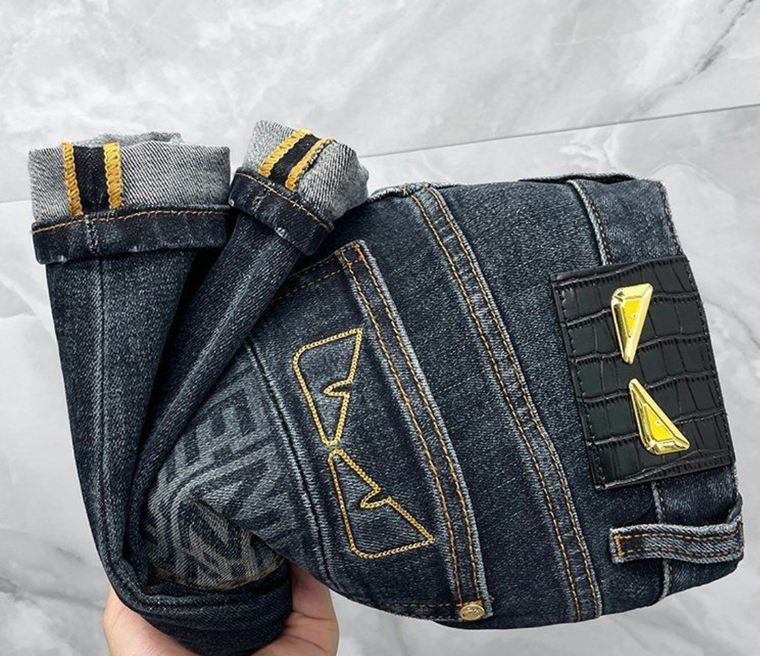 New Fashion Designer Men's Jeans Straight stretch business casual jeans Slim Fit business casual Denim Pants long trousers