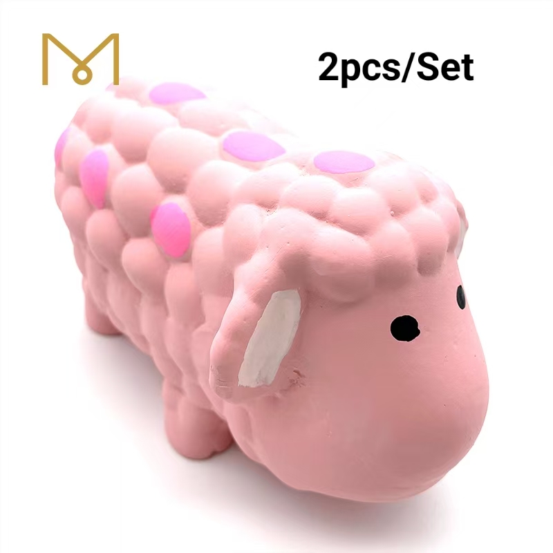 Interactive Latex Sheep dog Toy Pink Cute Natural Rubber Screaming Funny Squeaky Custom Latex Non toxic Soft Chew Toy for Dogs 2pcs/Pack