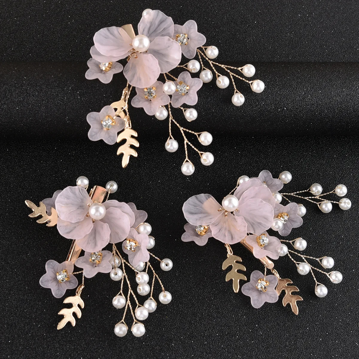 3pcs Flower Hair Jewelry Clips Bride Pearl Core wedding Decorative Clip Hair Accessories for women DIY Hair Styling 250610