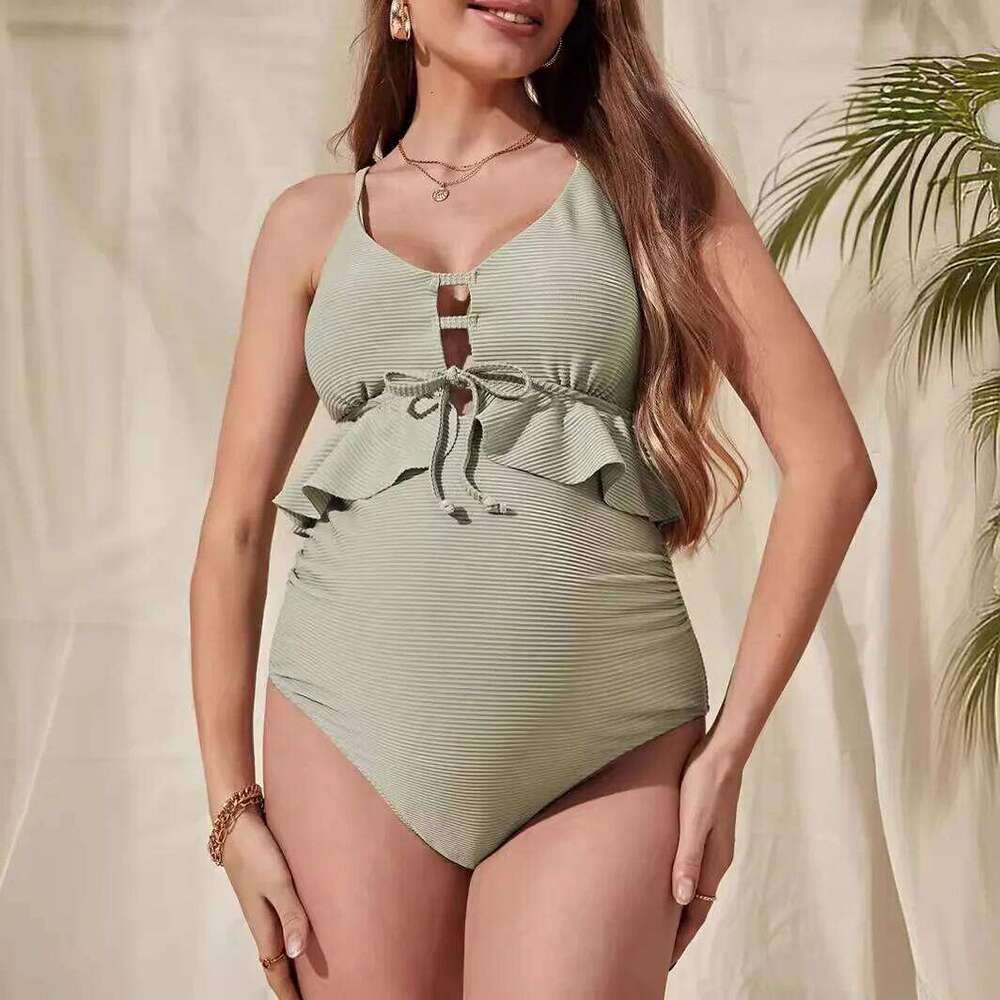 2025 Summer European American Fashion Maternity ruffled one-piece maternity swimsuit Swimwear for Pregnant Women Youth Pregnancy
