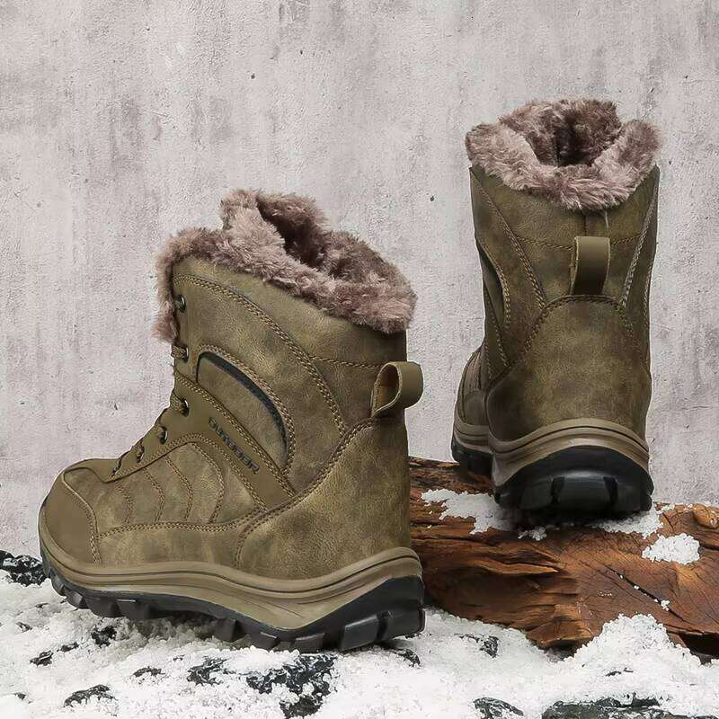 Men's Large Size Wear-resistant Non-slip Outdoor Hiking Plus Veet Warm Cotton Shoes